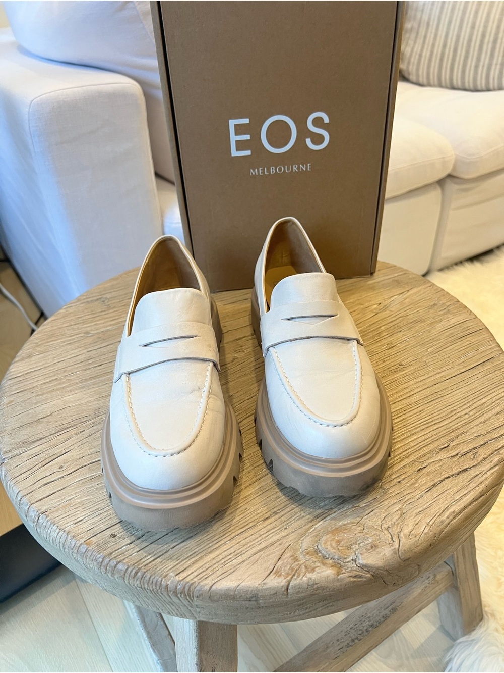 eos Cream Leather Chunky Penny Loafers